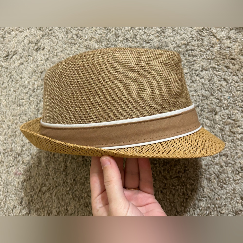 David and Young Straw Blend Fedora Hat Brown Trim Black Interior Padded Size M/L - Picture 4 of 12